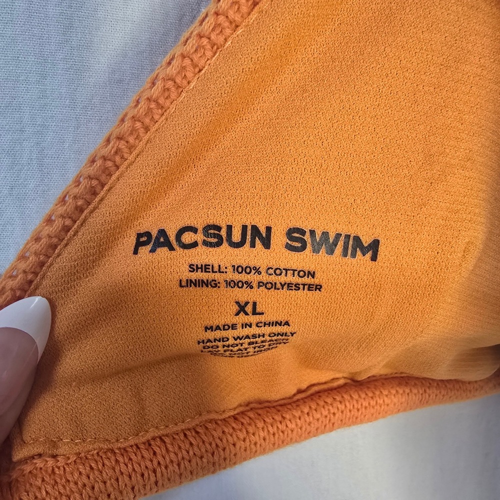 PacSun Crochet Bikini Set Women XL Orange Cotton Boho Summer Beachwear - Picture 3 of 5
